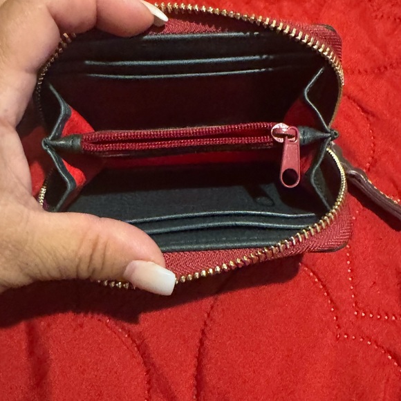 Dooney & Bourke Green and Red Leather Card Holder - Picture 8 of 9